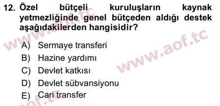 2019 Devlet Bütçesi Final 12. Çıkmış Sınav Sorusu