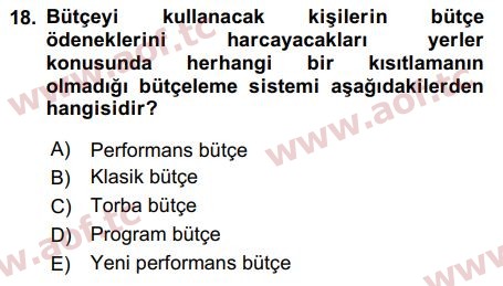 2020 Devlet Bütçesi Arasınav 18. Çıkmış Sınav Sorusu