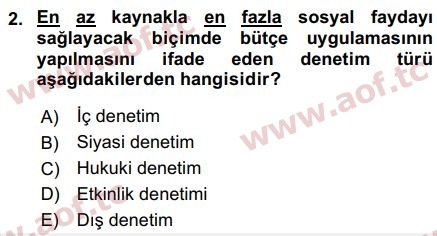 2020 Devlet Bütçesi Arasınav 2. Çıkmış Sınav Sorusu