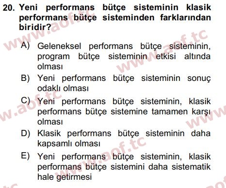 2020 Devlet Bütçesi Arasınav 20. Çıkmış Sınav Sorusu