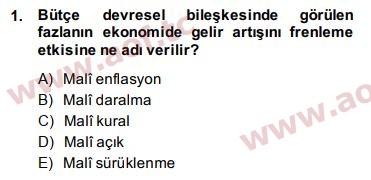 2015 Maliye Politikası Arasınav 1. Çıkmış Sınav Sorusu