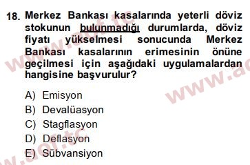 2015 Maliye Politikası Arasınav 18. Çıkmış Sınav Sorusu