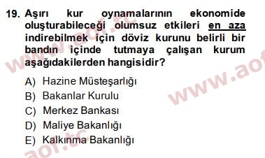 2015 Maliye Politikası Arasınav 19. Çıkmış Sınav Sorusu