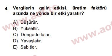 2015 Maliye Politikası Arasınav 4. Çıkmış Sınav Sorusu