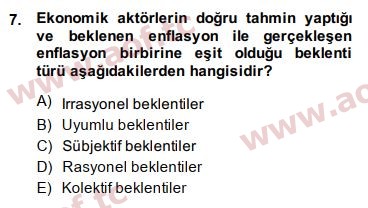 2015 Maliye Politikası Arasınav 7. Çıkmış Sınav Sorusu