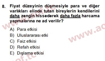 2015 Maliye Politikası Arasınav 8. Çıkmış Sınav Sorusu