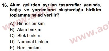 2015 Maliye Politikası Final 16. Çıkmış Sınav Sorusu