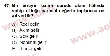 2015 Maliye Politikası Final 17. Çıkmış Sınav Sorusu