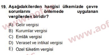 2015 Maliye Politikası Final 19. Çıkmış Sınav Sorusu