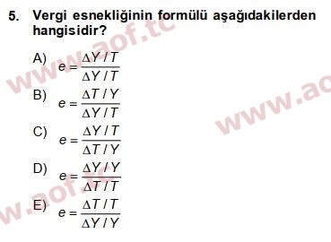 2015 Maliye Politikası Final 5. Çıkmış Sınav Sorusu