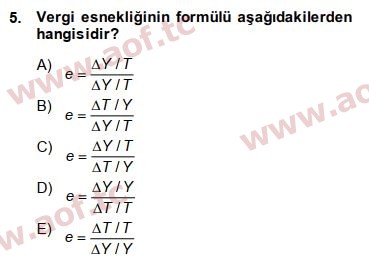 2015 Maliye Politikası Final 5. Çıkmış Sınav Sorusu