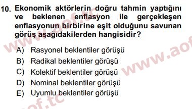 2016 Maliye Politikası Arasınav 10. Çıkmış Sınav Sorusu