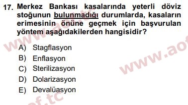 2016 Maliye Politikası Arasınav 17. Çıkmış Sınav Sorusu