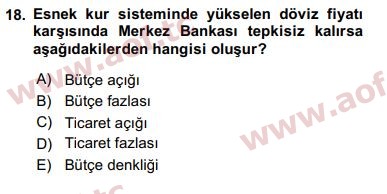 2016 Maliye Politikası Arasınav 18. Çıkmış Sınav Sorusu