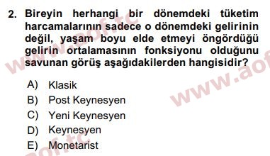 2016 Maliye Politikası Arasınav 2. Çıkmış Sınav Sorusu