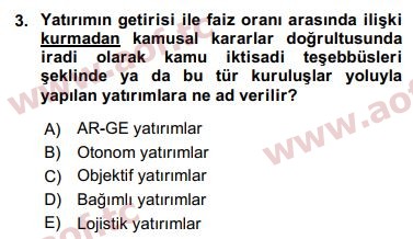 2016 Maliye Politikası Arasınav 3. Çıkmış Sınav Sorusu