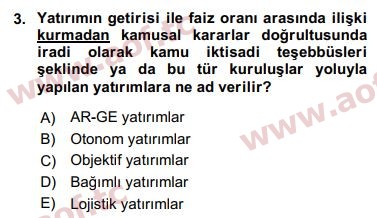 2016 Maliye Politikası Arasınav 3. Çıkmış Sınav Sorusu