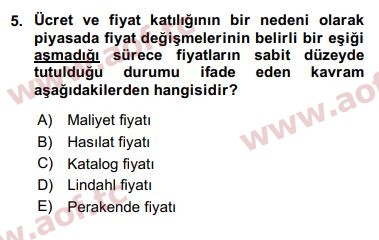 2016 Maliye Politikası Arasınav 5. Çıkmış Sınav Sorusu