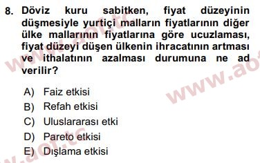 2016 Maliye Politikası Arasınav 8. Çıkmış Sınav Sorusu