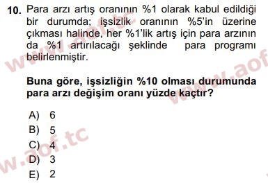 2017 Maliye Politikası Arasınav 10. Çıkmış Sınav Sorusu