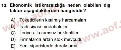 2017 Maliye Politikası Arasınav 13. Çıkmış Sınav Sorusu