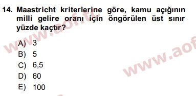 2017 Maliye Politikası Arasınav 14. Çıkmış Sınav Sorusu