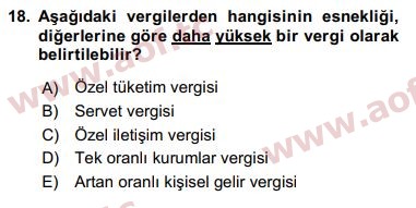 2017 Maliye Politikası Arasınav 18. Çıkmış Sınav Sorusu