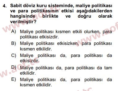 2017 Maliye Politikası Arasınav 4. Çıkmış Sınav Sorusu