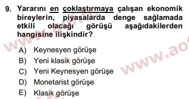 2017 Maliye Politikası Arasınav 9. Çıkmış Sınav Sorusu