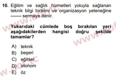 2019 Maliye Politikası Final 10. Çıkmış Sınav Sorusu