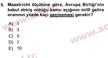 2019 Maliye Politikası Final 5. Çıkmış Sınav Sorusu