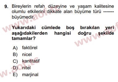 2019 Maliye Politikası Final 9. Çıkmış Sınav Sorusu