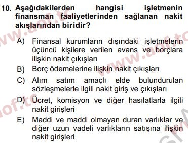 2017 Genel Muhasebe 1 Yaz Okulu 10. Çıkmış Sınav Sorusu