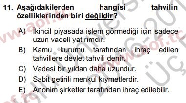 2017 Genel Muhasebe 1 Yaz Okulu 11. Çıkmış Sınav Sorusu