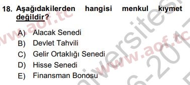 2017 Genel Muhasebe 1 Yaz Okulu 18. Çıkmış Sınav Sorusu