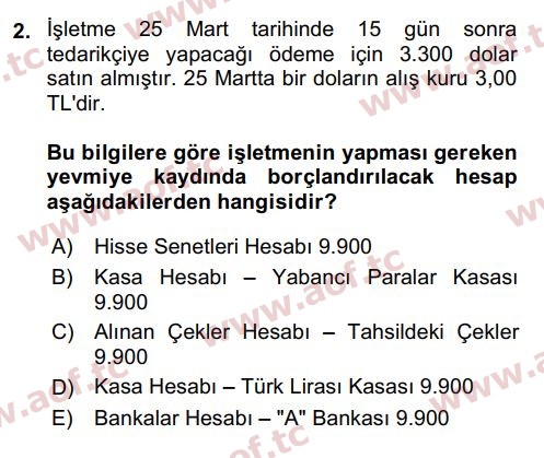 2018 Muh103u Genel Muhasebe 1 Cikmis Sinav Sorulari Final Aof Cikmis Sinav Sorulari