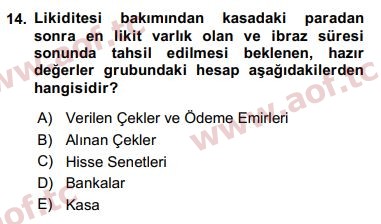 2018 Genel Muhasebe 1 Yaz Okulu 14. Çıkmış Sınav Sorusu