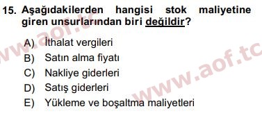 2018 Genel Muhasebe 1 Yaz Okulu 15. Çıkmış Sınav Sorusu