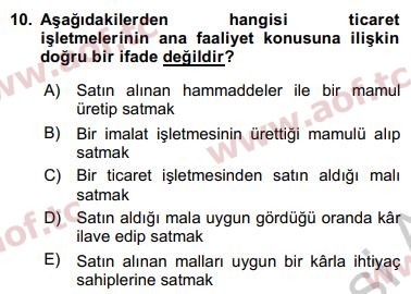 2019 Genel Muhasebe 1 Yaz Okulu 10. Çıkmış Sınav Sorusu