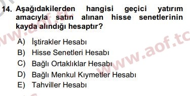 2019 Genel Muhasebe 1 Yaz Okulu 14. Çıkmış Sınav Sorusu