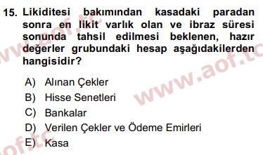 2019 Genel Muhasebe 1 Yaz Okulu 15. Çıkmış Sınav Sorusu