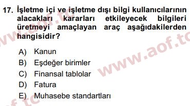 2019 Genel Muhasebe 1 Yaz Okulu 17. Çıkmış Sınav Sorusu