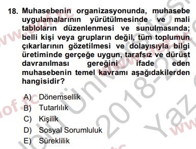 2019 Genel Muhasebe 1 Yaz Okulu 18. Çıkmış Sınav Sorusu