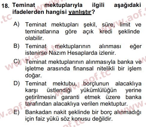 2016 Genel Muhasebe 2 Arasınav 18. Çıkmış Sınav Sorusu