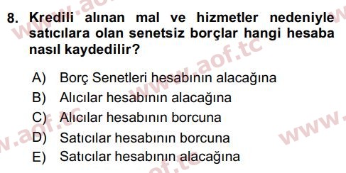 2017 Genel Muhasebe 2 Final 8. Çıkmış Sınav Sorusu