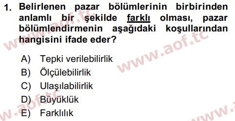 2018 Tüketici Davranışları Arasınav 1. Çıkmış Sınav Sorusu