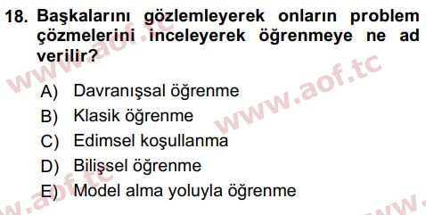 2018 Tüketici Davranışları Arasınav 18. Çıkmış Sınav Sorusu