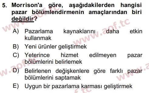 2018 Tüketici Davranışları Arasınav 5. Çıkmış Sınav Sorusu