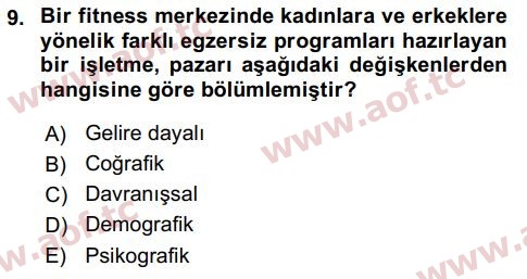 2018 Tüketici Davranışları Arasınav 9. Çıkmış Sınav Sorusu