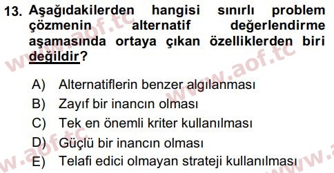 2018 Tüketici Davranışları Final 13. Çıkmış Sınav Sorusu